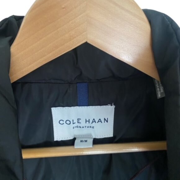 Cole Haan Black Hooded Down Puffer Coat Medium - Picture 3 of 6